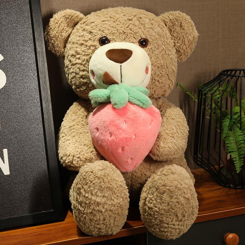Pink Strawberry Bear Doll Large Strawberry Teddy Bear Plush Toy Doll Girl Sleeping Doll Bear Pillow