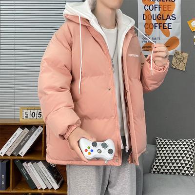 Winter Padded Jacket Thickened Fake Two-piece Padded Jacket Men's Hooded Loose Ins Couple Padded Jacket Bread Jacket