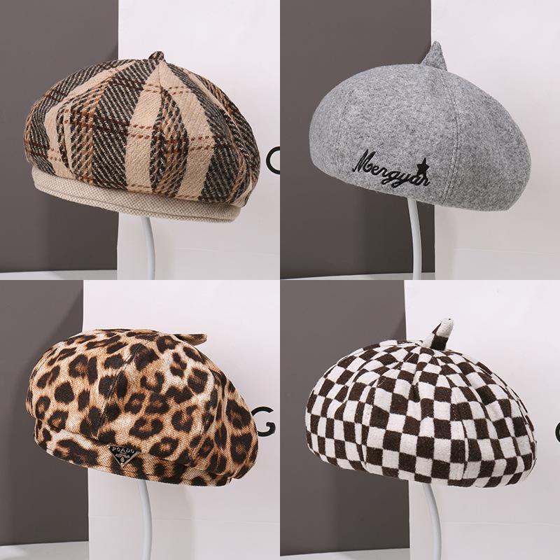 Autumn and Winter Fashion Plush Beret Children Show Their Faces Small Painter Hat Versatile Big Head Circumference Newsboy Hat