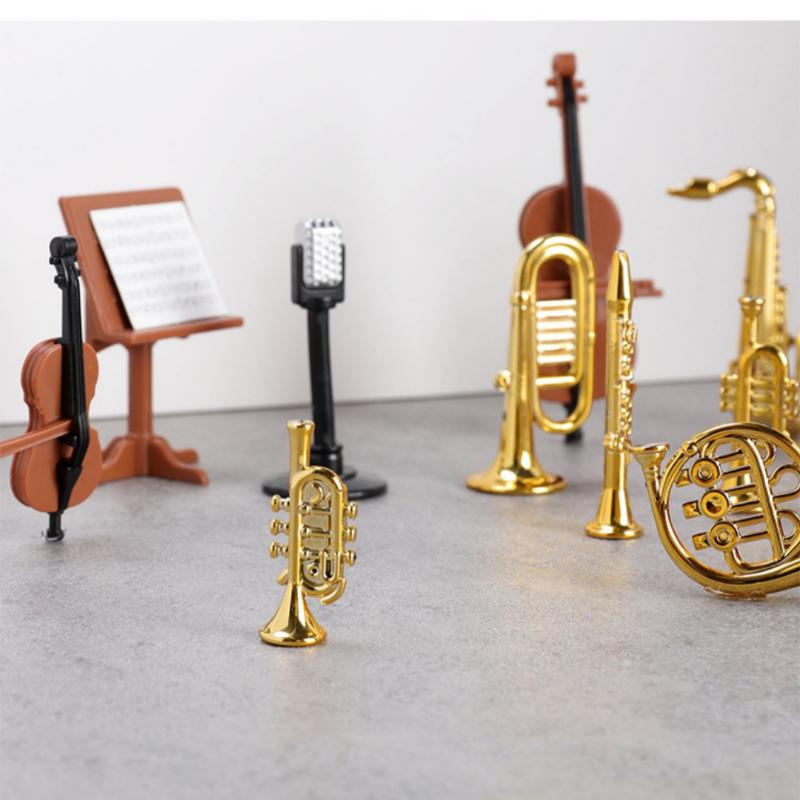 1 Set Home Decor Toy 1:12 Dollhouse Miniature Accordion Sax Classical Musical Instrument Model Ornament Doll House Accessories