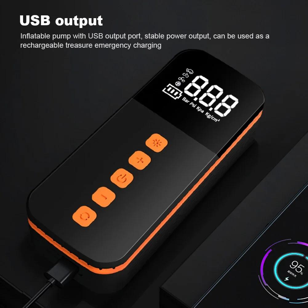 Tire Inflator Portable Air Compressor For Car With Auto Shut-off Bicycle Pump With Digital Pressure Gauge And Emergency Light