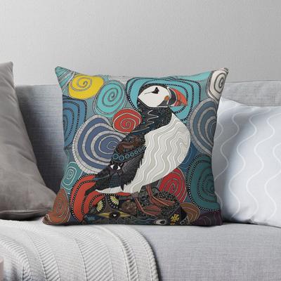 Cornwall Papageientaucher Quadratisches Kissenbezug Polyester Leinen Samt Muster Reißverschluss Dekor Kissenhülle Zuhause Kissenhülle