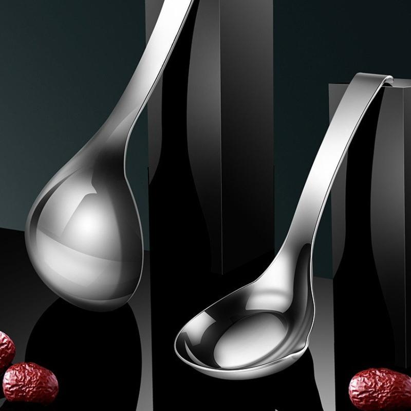 1PC Spoon Stainless Steel Deepened Spoon Household Soup with Hook Porridge Large Tableware Household Goods