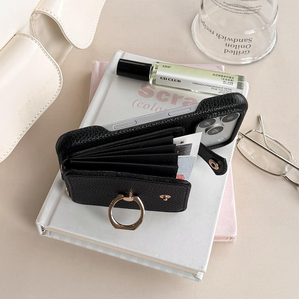 Crossbody Long Lanyard Vertical Card Solt Ring Holder Leather Wallet Case for iPhone 17 Pro Max 16 Plus 15 14 13 12 11 Bag Cover