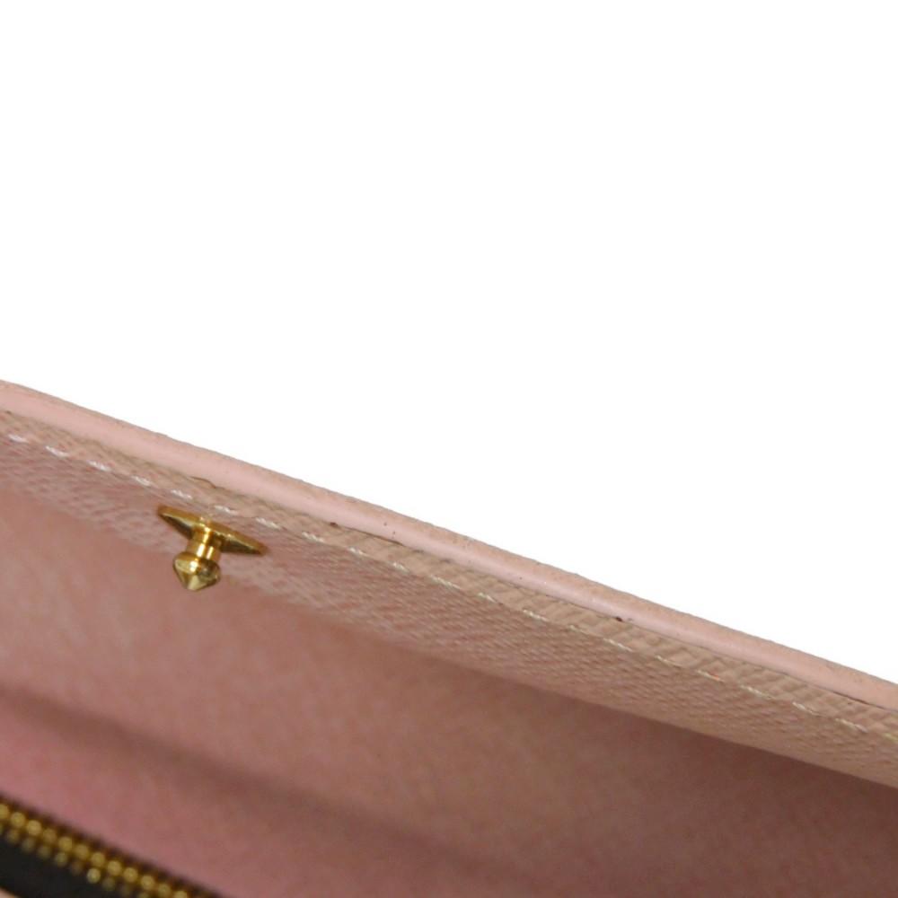 Used 12564 Portefeiulle Kaisa N61227 7940 Logo Ebene Brown Pink Bifold Two-tone Damier Rose Ballerine Ladies from Japan