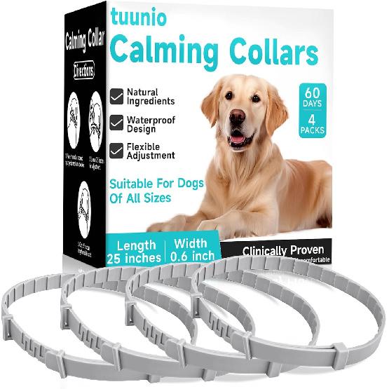 Dog Collar for Stress & Anxiety Relief, 4 Packs Calming Collar for Dogs, Adjustable Dog Pheromone Calming Collar, Relieve Separation Anxiety, Fit
