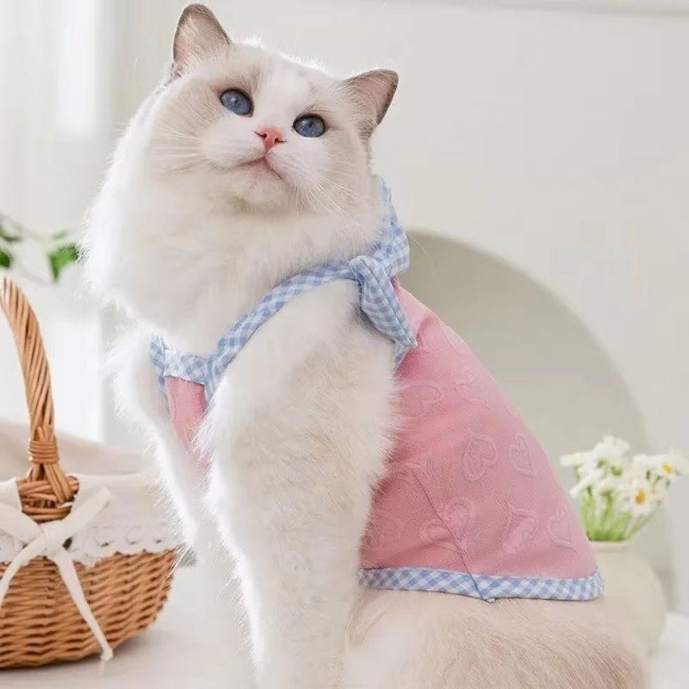 Breathable Summer Puppy Clothes Heart-shaped Print Pet Costume Sweet Cute Dog Vest  Spring Season