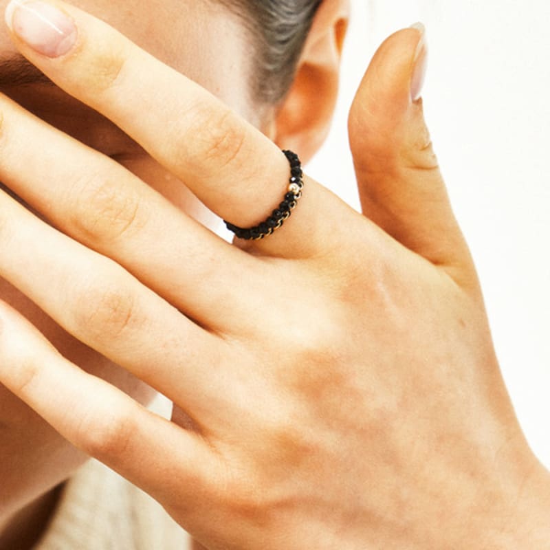 LUNNE 14k Black Spinel Gold Ball Ring (14k Gold) #LFR05