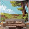 Pixelated Scenic Landscape with Trees Pattern Wall Hanging Tapestry Decorative Tapestry Home Decor for Bedroom and Living Room