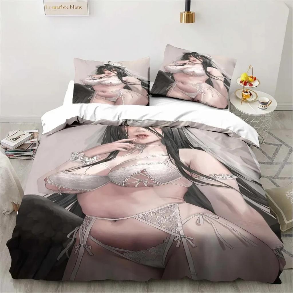 Albedo Overload 3D Print Bedding Set Single Twin Full Queen King Size Bed Set Adult Kid Bedroom Hentai Anime Girl Bedding Gift