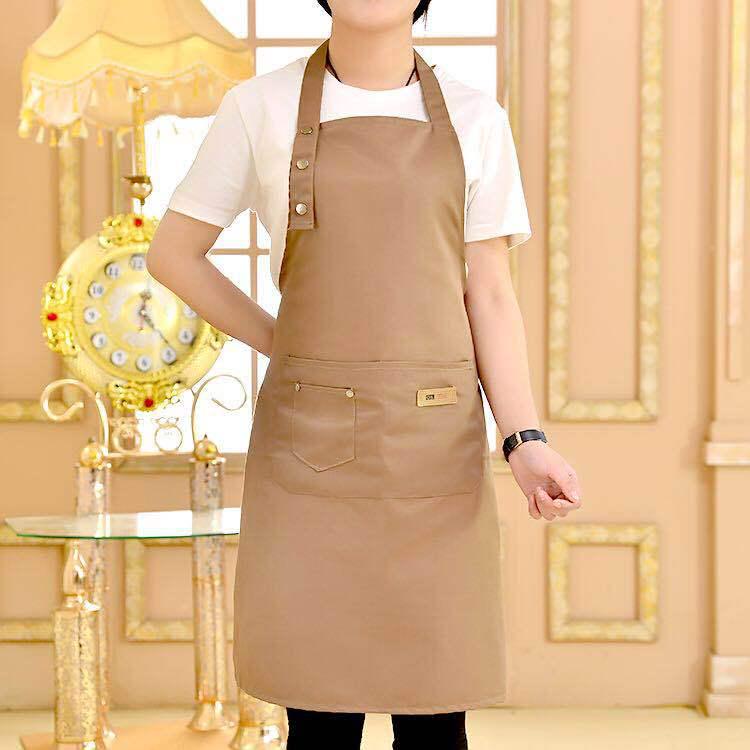 Korean Fashion Waterproof Canvas Apron for Men and Women - Ideal for Coffee Shops, Baking, Restaurants, and Nail Art.