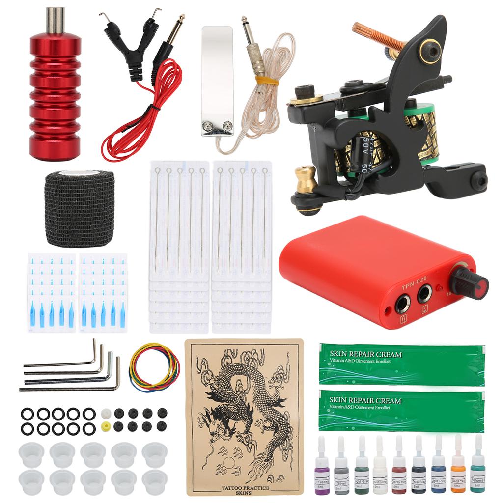 Professional Tattoo 8 Wrap Coil Machine Kit Tattoo Power Supply for Tattoo Artists Beginners