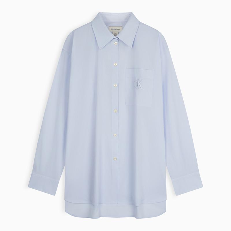 Calvin Klein Vintage Business Casual Commuter Embroidered Pocket Solid Color Long Sleeve Shirt Women shirts 47B119G-1 XS