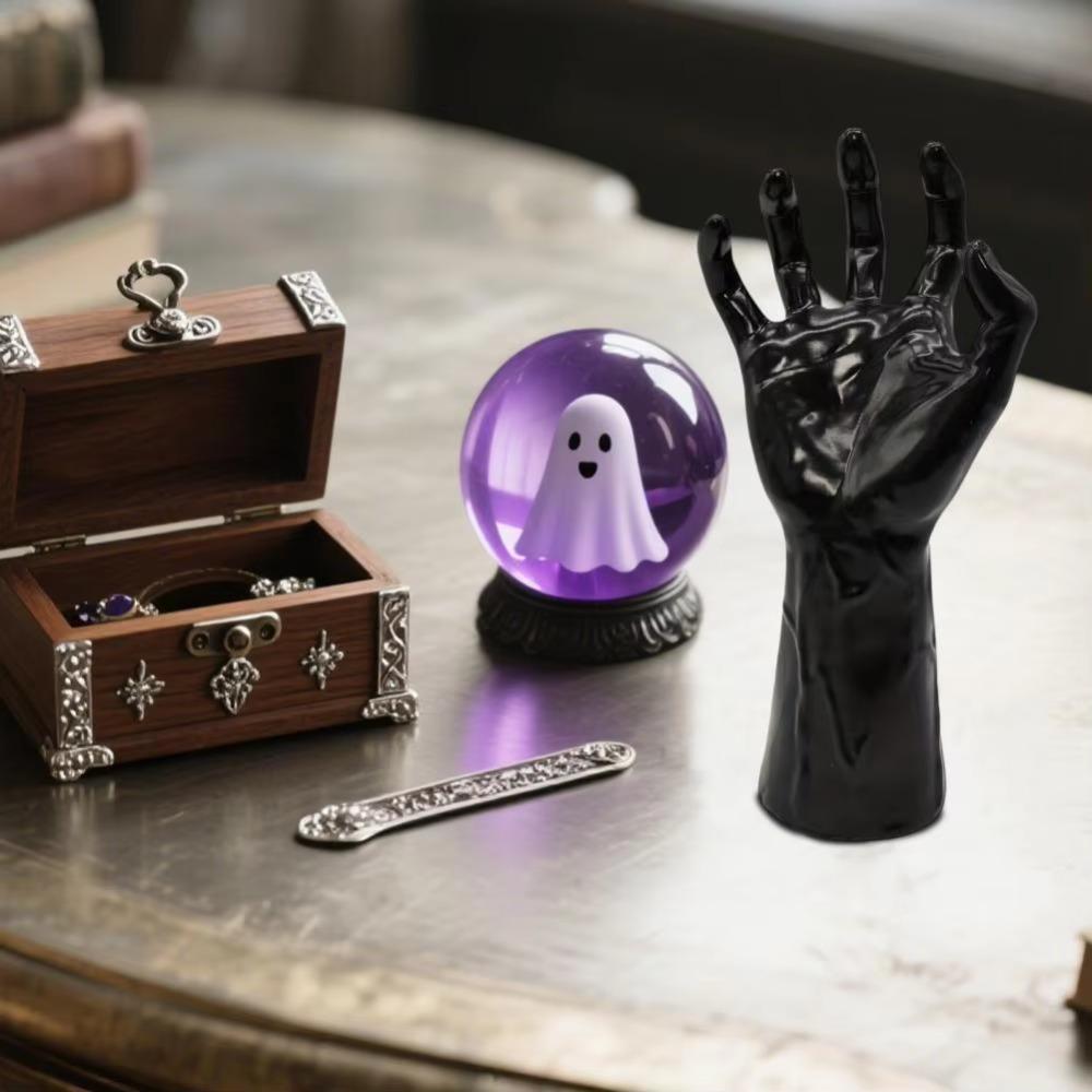 3Pcs with Candle Halloween Life-Sized Hands Decoration Black Ghost Hand Storage Hook  Table