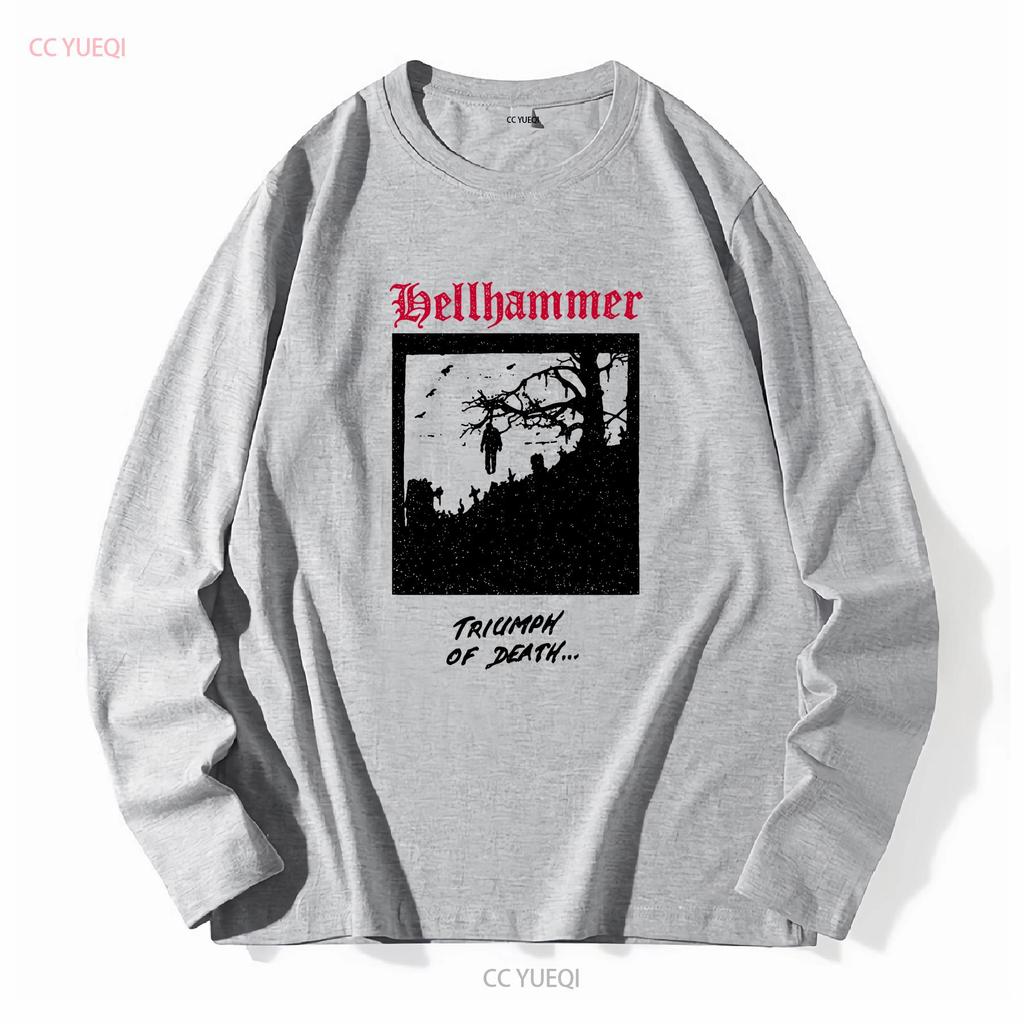 Hellhammer T-Shirt lange oder kurze Ärmel vintage gewaschen Mode Streetwear homme Bequem Unisex Designerkleidung Weich