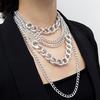 Stylish Punk Women Multi-layer Curb Chain Statement Necklace Rock Hip-hop Jewelry Gift Jewelry Decor