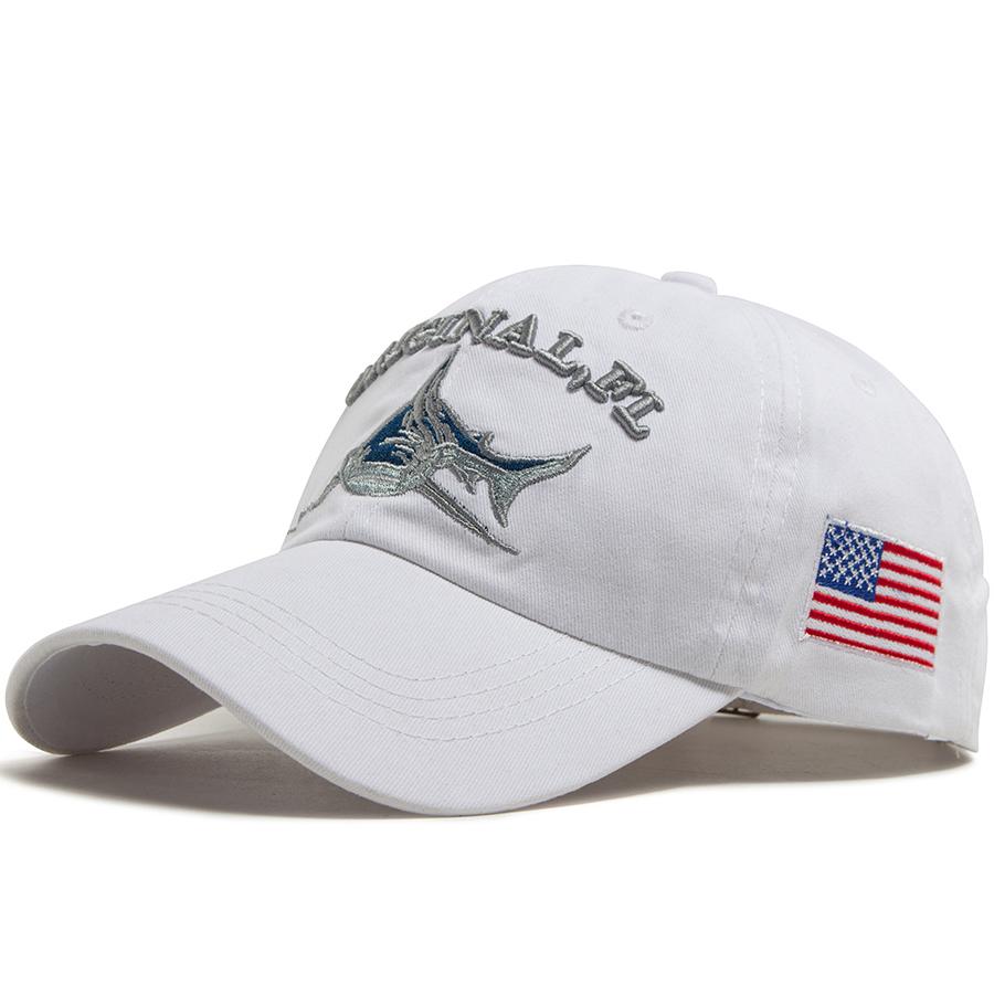 

National flag Shark Design Baseball Cap Men Wash Vintage Snapback Travel Visor Sun Hat Women Summer For Outdoor Casual Soft Top Adjustable белый