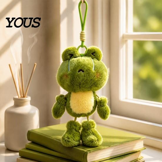 Fragrant Plush Ornament Funny Frog Keychain with Fragrance & Movable Limbs, Soft Stuffed Animal Expression Keyring Bag Charm for Backpacks Keys,