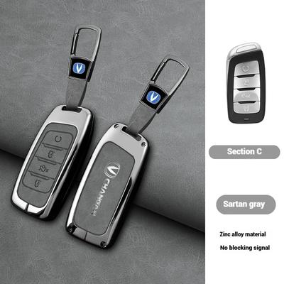 Alloy Leather Car Remote Key Case Cover Fob For Changan Hunter F70 Cs35 Cs75 Plus Cs85 Coupe Cs95 Protector Keychain Accessorie