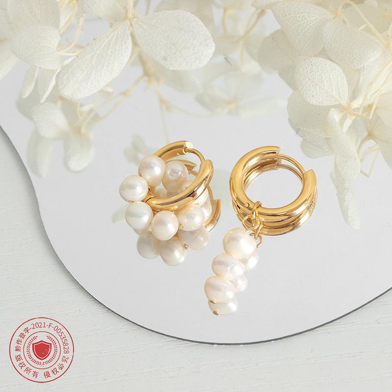 Luxury Minimalist Freshwater Pearl Earrings for Women: French Style, Real Gold Plated, Non-Fading