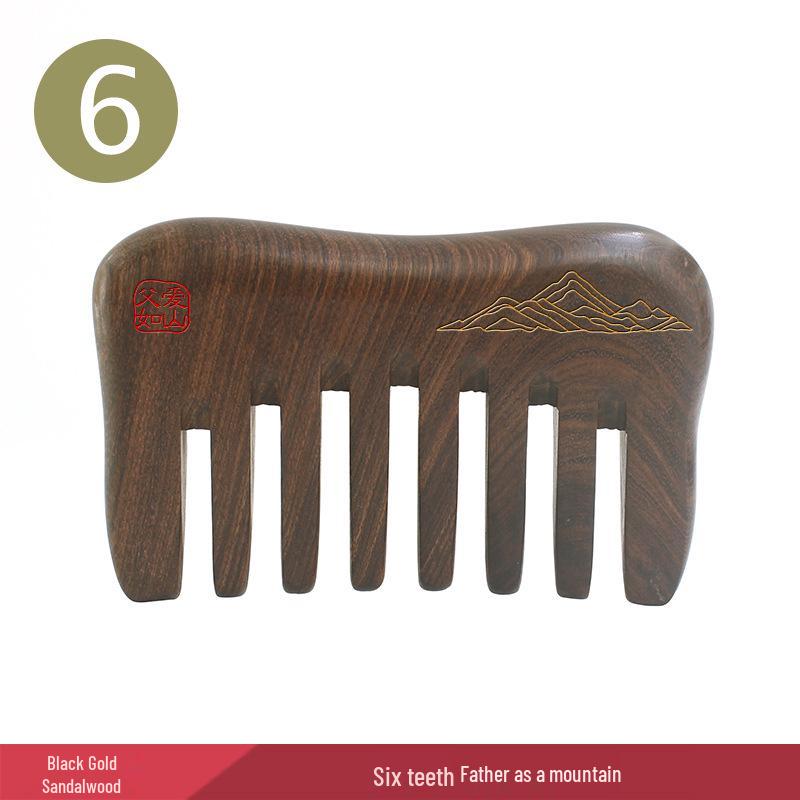 

Черный Золотой Сандаловый Массажный Гребень с Широкими Зубьями - Не Запутывает, Гравированный Дизайн, Натуральное Выпрямление