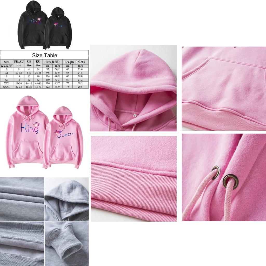 Premium Quality King Queen Matching Couple Hoodies Stylish His And Her Sweatshirts