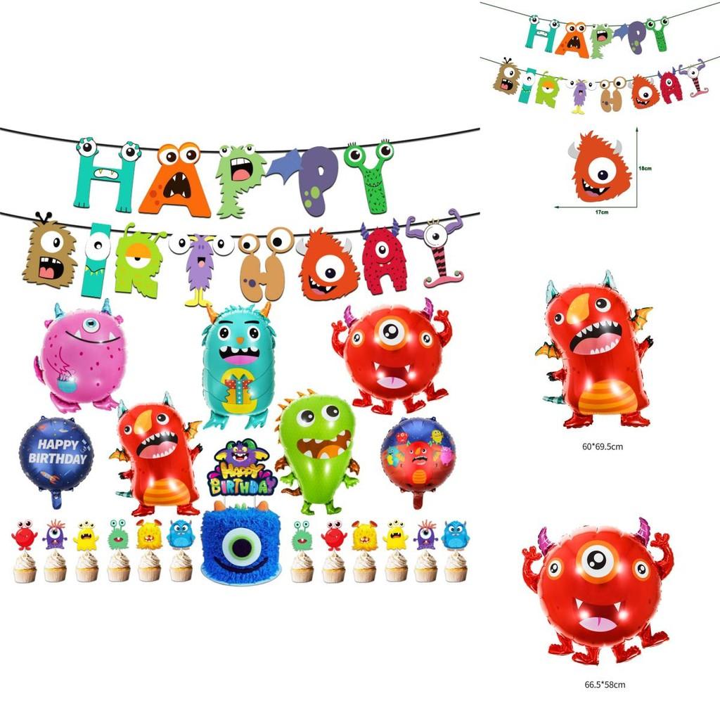Colorful Cartoon Monster Et Alien Maggie Balloon Party Decor Banner Cake Topper For Birthday Supplies