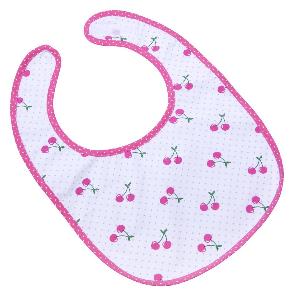 [LittleForBig] Babero para Adultos Recogedor de Baba Delantal para Comida Cuidado [Algodón + Lámina Impermeable] Construcción de 2 Capas Set de 2 Piezas [Estampado de Cerezas / Zoo]