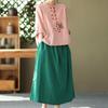 Ethnic Style Cotton and Linen Shirt Women's Spring and Summer Plate Button Top Literary Embroidery Loose Top Women