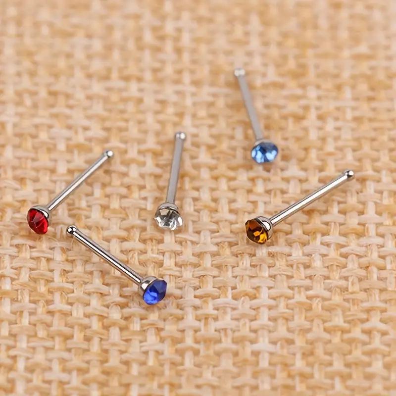 60-Piece Boxed Set: Diamond-Inlaid Stainless Steel Nose & Lip Studs - Assorted Sizes (1.5mm, 2.0mm, 2.5mm) & Colors