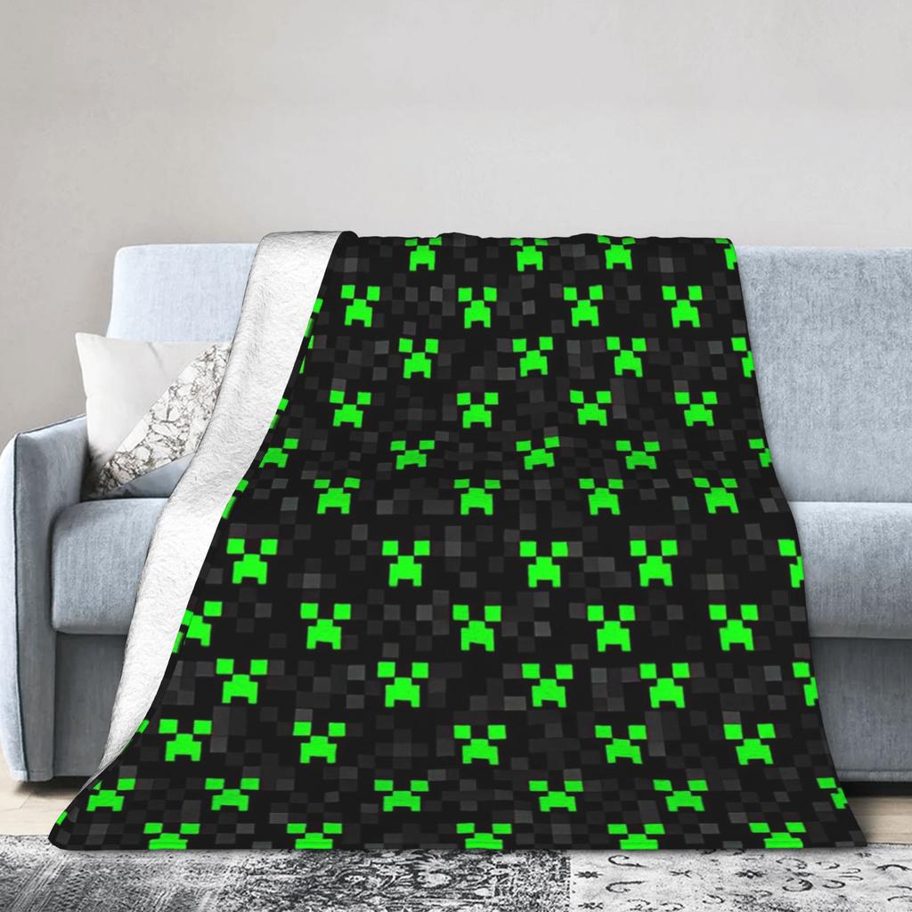 Creeper Big Face Videogame  Blankets Fleece Spring/Autumn Game Multi-function Warm Throw Blankets for Sofa Travel Bedspreads