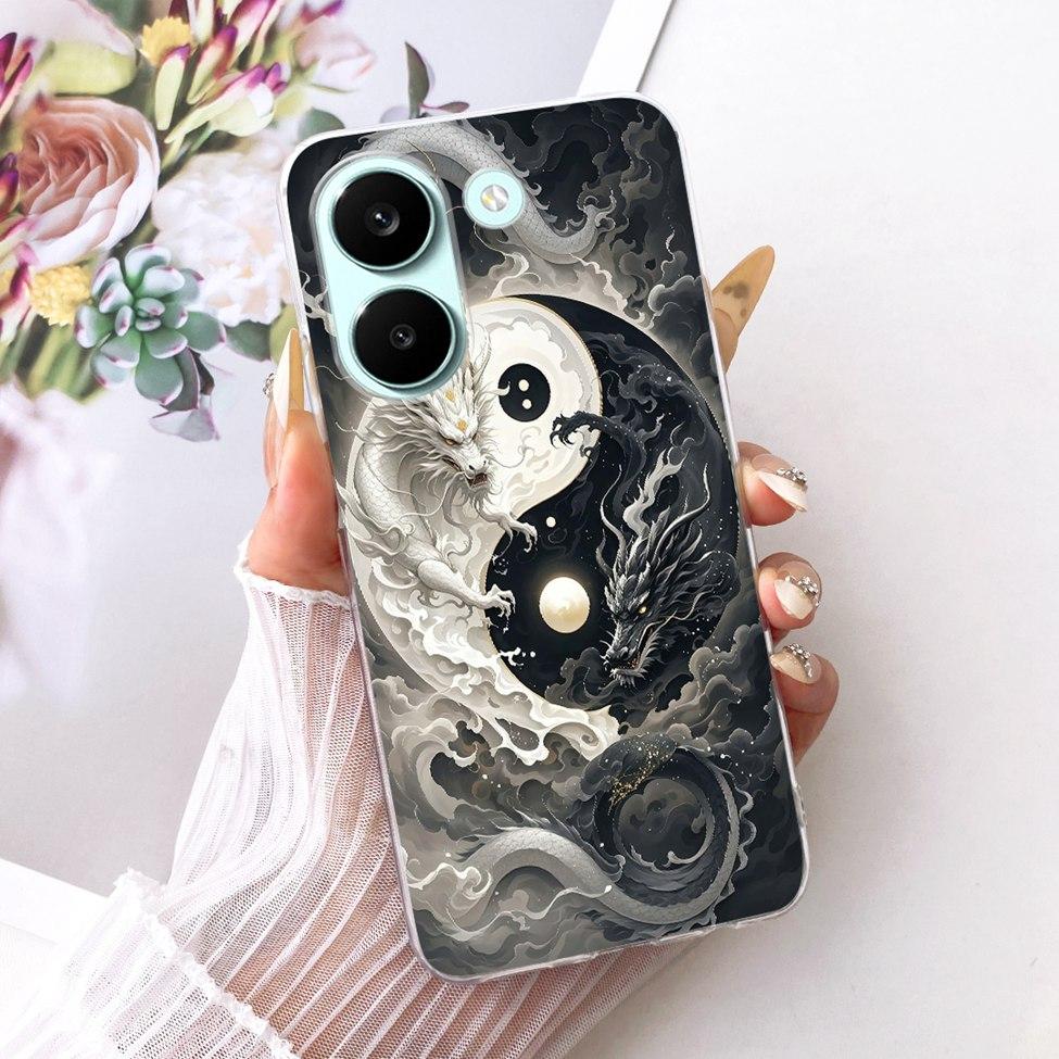 6.59'' Case For Xiaomi Poco X8 Pro 5G Cover Transparent Fashion Flowers Cute Cat Cool Painted Soft Casing 2511FPC34G