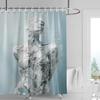 Marble Textured Shower Curtain-Classic Bust Sculpture with Crack Stone Effect, Waterproof Art Bathroom Decoration