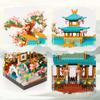 LULUFUN Blocks Matchmaking Shrine Toy 3D Puzzle Peach Blossom Matchmaking Love Affection Mini Blocks Assembly Girls Children Adults Spring Celebration