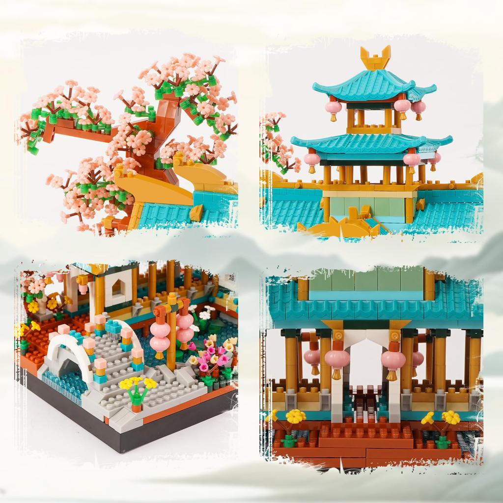 LULUFUN Blocks Matchmaking Shrine Toy 3D Puzzle Peach Blossom Matchmaking Love Affection Mini Blocks Assembly Girls Children Adults Spring Celebration