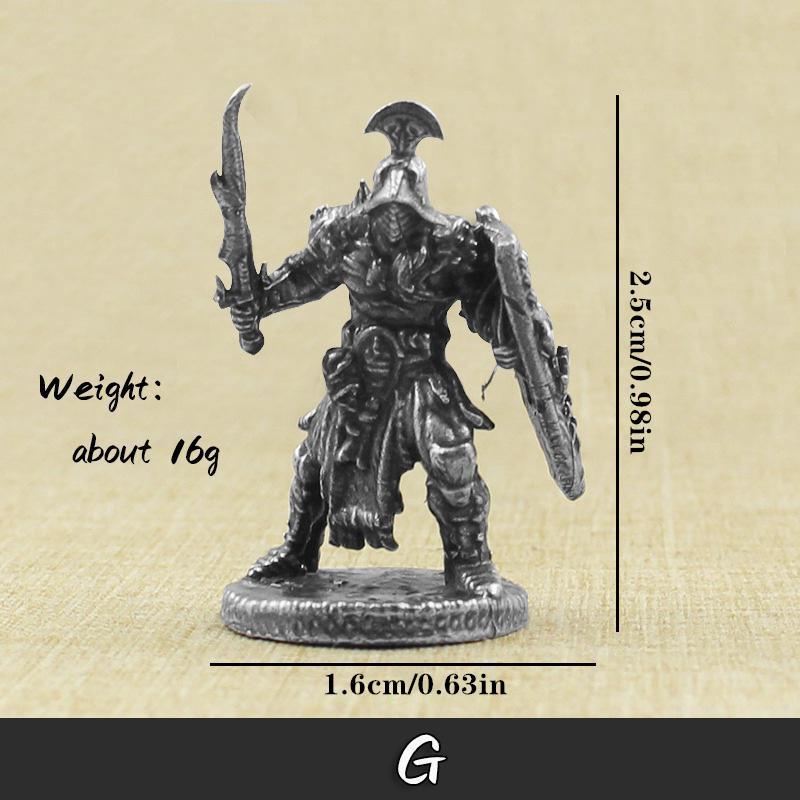 White Brass Mythological Gladiator Soldiers Figurines Miniatures Vintage Metal Soldiers Model Statue Desktop Ornament Gift.