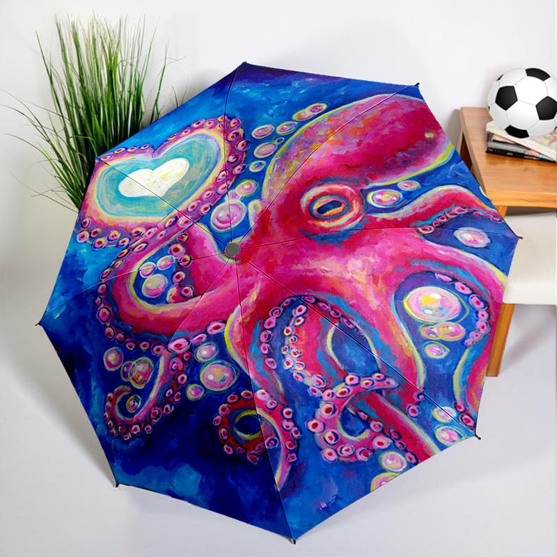 Retro Cthulhu Octopus Umbrella Automatic Open/close, Sturdy Iron Frame & 8-Rib Struct, Umbrella for Women & Men, Christmas Gifts