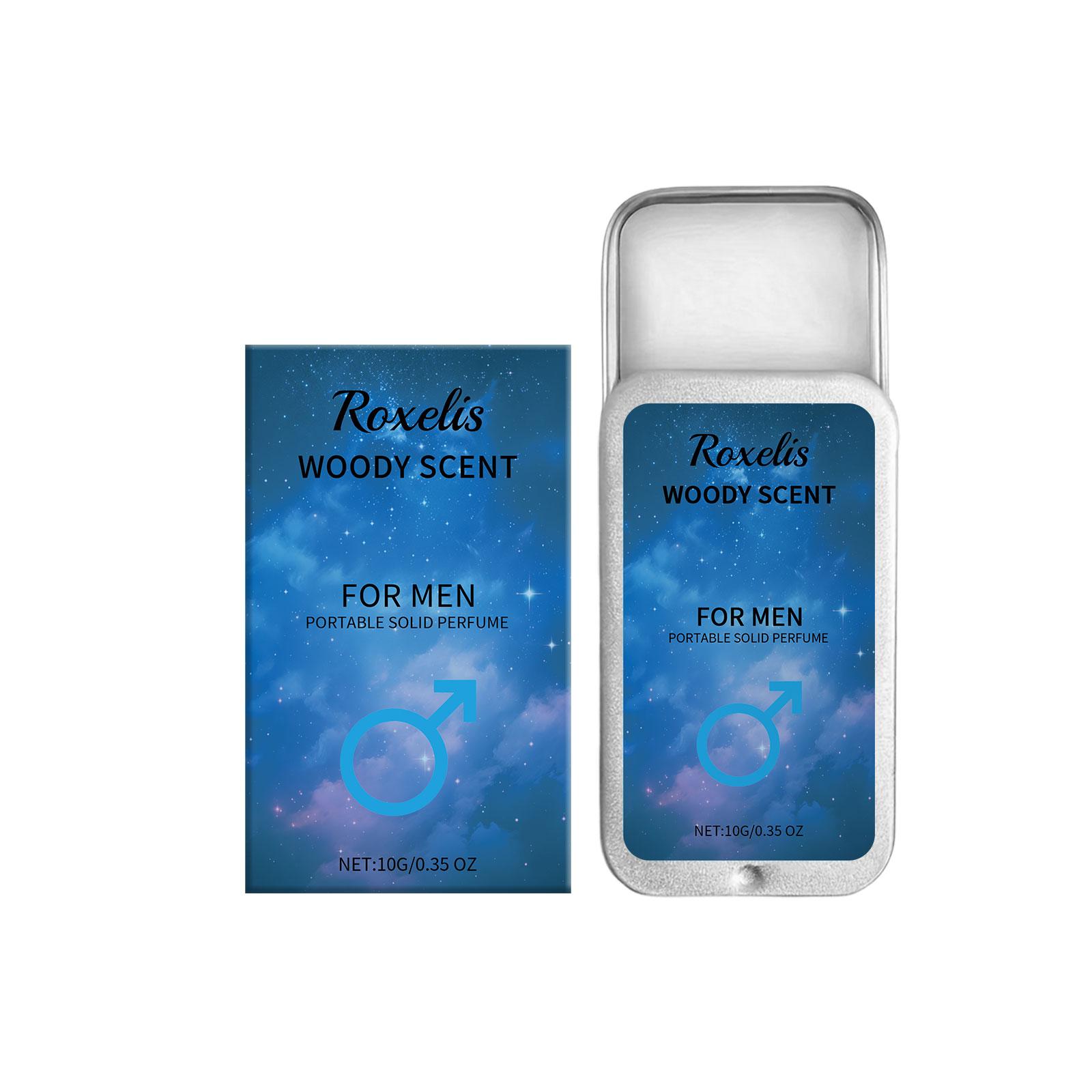 Roxelis men s fresh solid balm, long-lasting fragrance, portable body balm, men s woody fragrance, solid eau de toilette