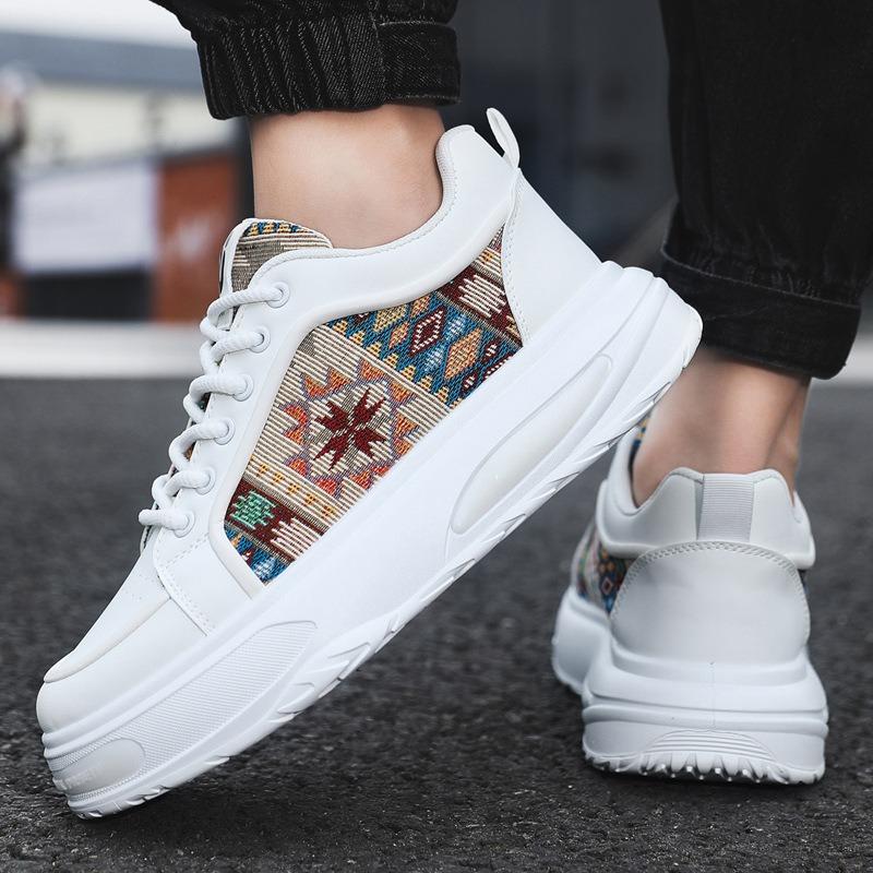 Trend Men Stripe Casual Sneakers  Ethnic Style Platform Sneakers Loafers Youth Student Running Sport Shoes  Hombre