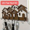 2D Flaches Haus Schlüsselanhänger Holz Dekorative Schlüsselaufhänger Geschenke Wand Schlüsselregal Heimwanddekoration
