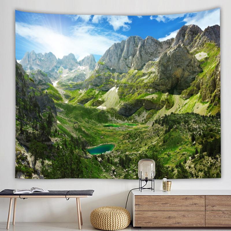 Landscape Forest Waterfall Lotus Cloth Wall Hanging Dawn Ocean Wall Tapestry Beach Tapestry Home Decoration