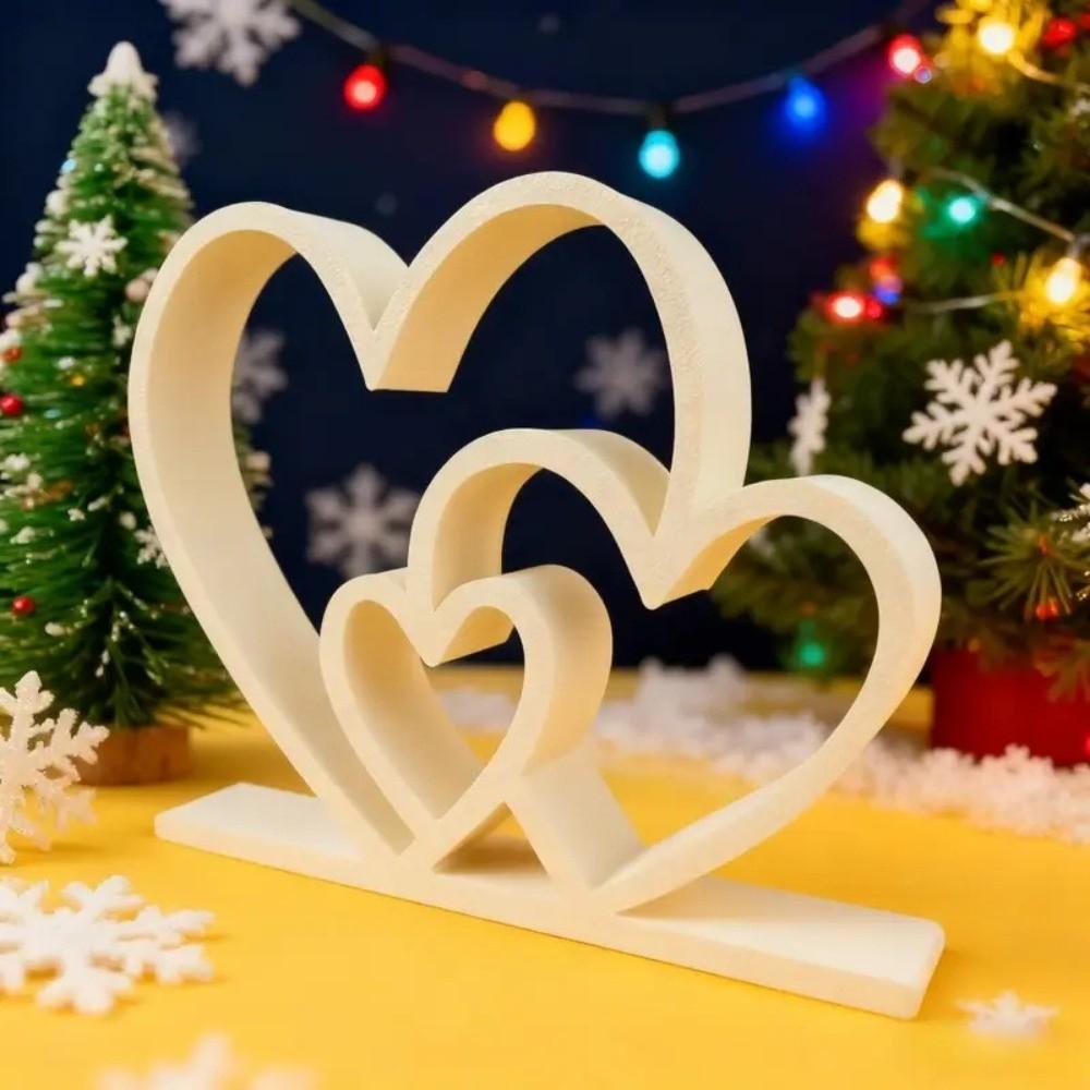 3D Printed Heart-to-Heart Statue Plastic Minimalist Heart-shaped Sculpture Smooth Surface Romantic Love Heart Figurine