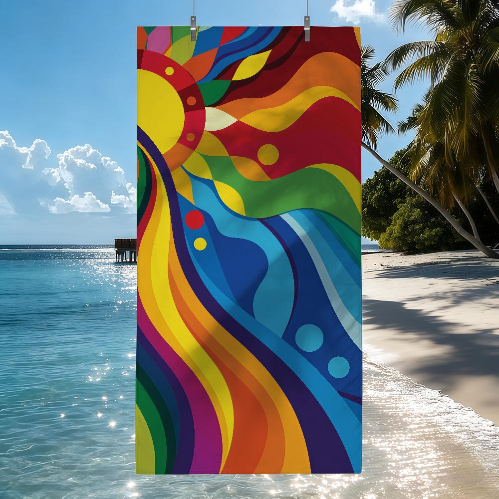 Colorful abstract stripes Art Towel Quick Drying Beach Towels Are Suitable For Swimming Pools Camping Yoga And The Gym