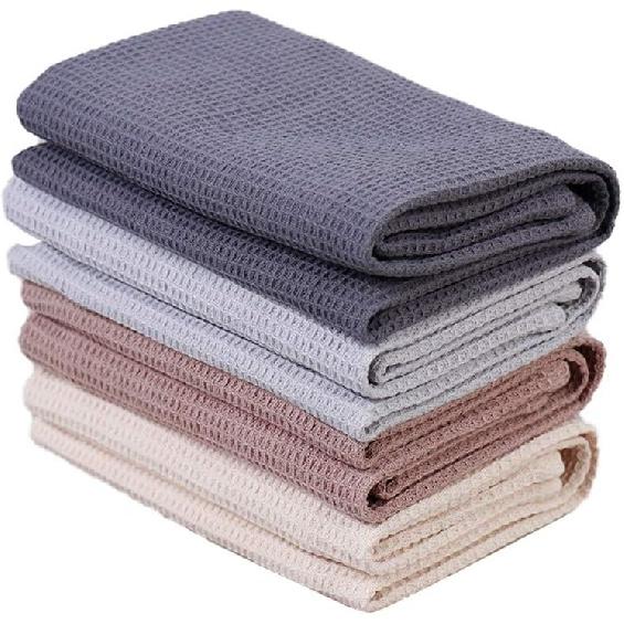 PY HOME & SPORTS Dish Towels Set, 100% Cotton Waffle Weave Kitchen Towels 4 Pieces, Super Absorbent Kitchen Hand Dish Cloths for Drying and Cleaning