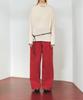 Aente Peach Cotton Wide Pants - Vintage Red