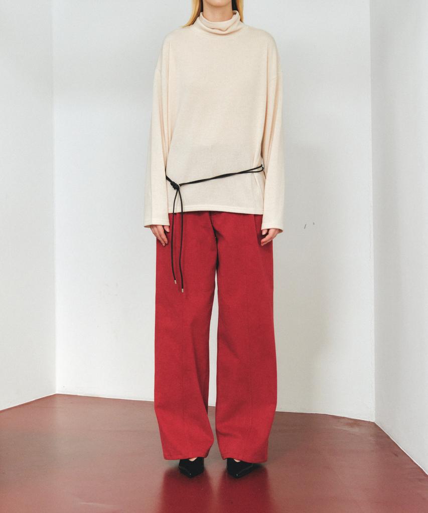 Aente Peach Cotton Wide Pants - Vintage Red