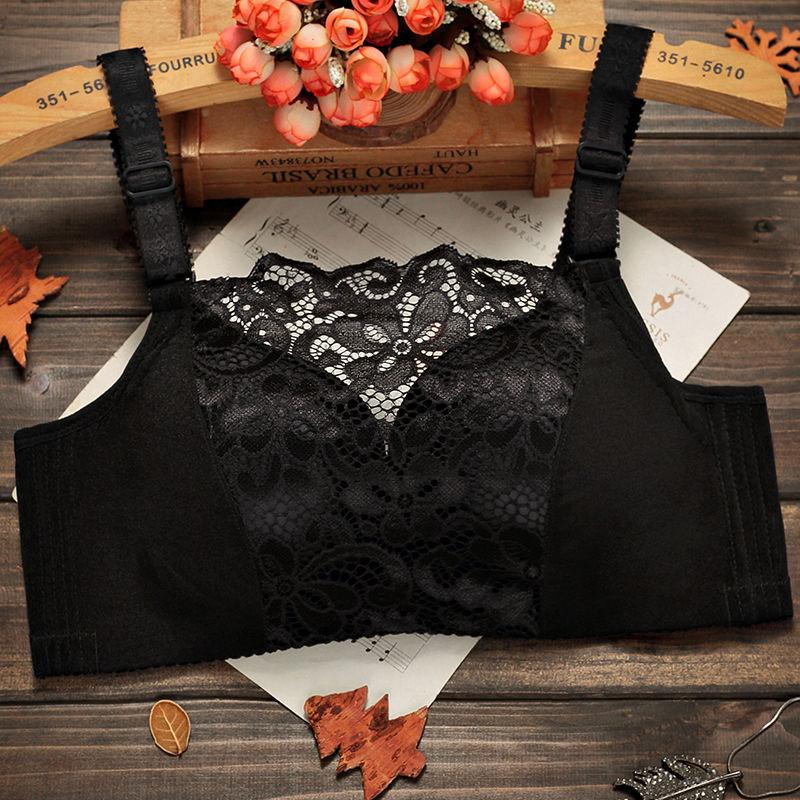 

Лето новое, не содержащее стали, кружевное, с цветочной поверхностью, антилегкое, маленькая грудь, утолщенное нижнее белье, сексуальный сборный бюстгальтер 70B чёрный