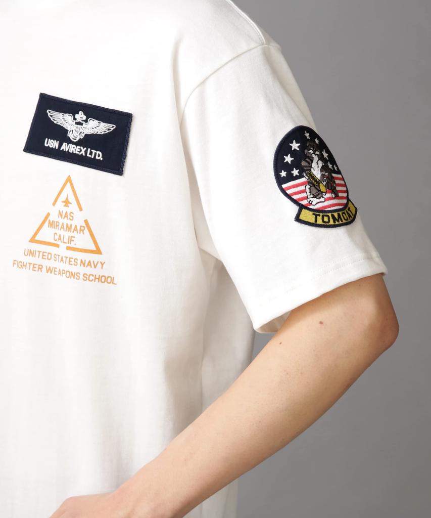Avirex TOP GUN PATCH PRINT & T-SHIRT, Men's XL, 030, White, 783-3934013