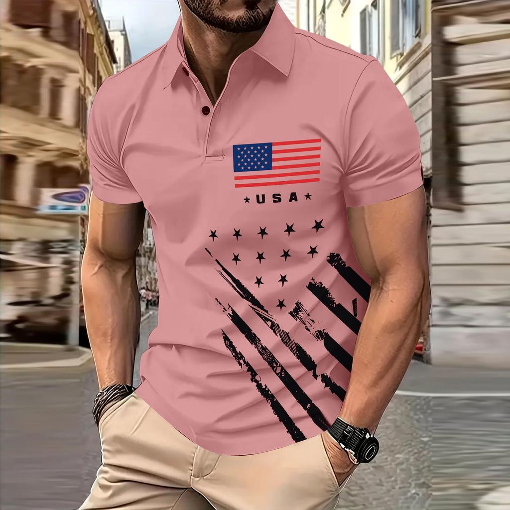 Men's  Golf Shirt Casual Sports V Neck Ribbed  Collar Short Sleeve Fashion Casual Solid Color Plain Spring & Summer Regular Fit