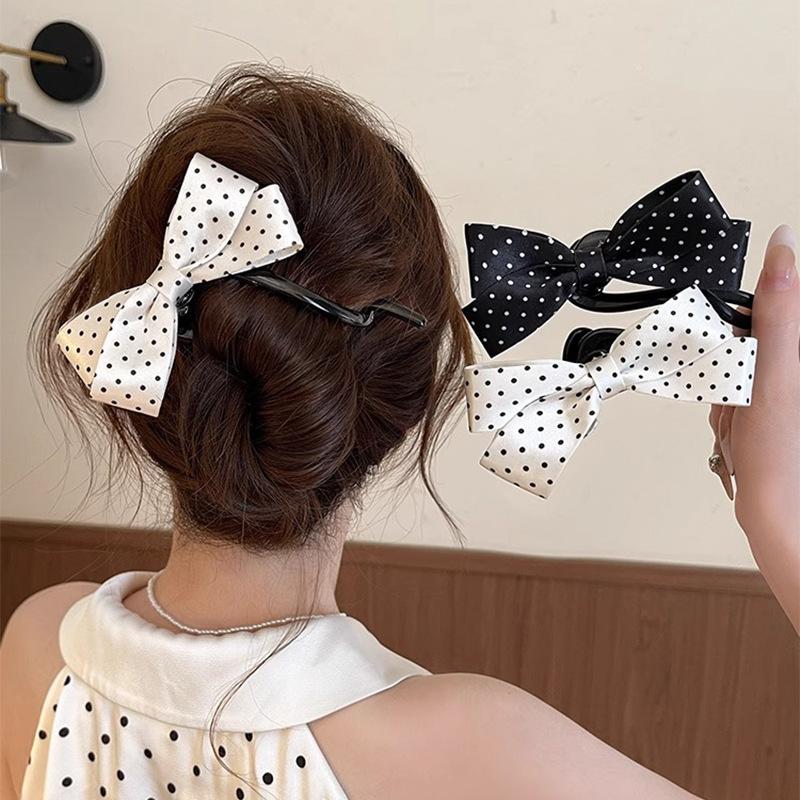 

Cute Polka Dot Bow Hair Clips For Women Trendy Fun Twist Hairpins Accessories Lovely Design Hair Accessory Headwear чорний